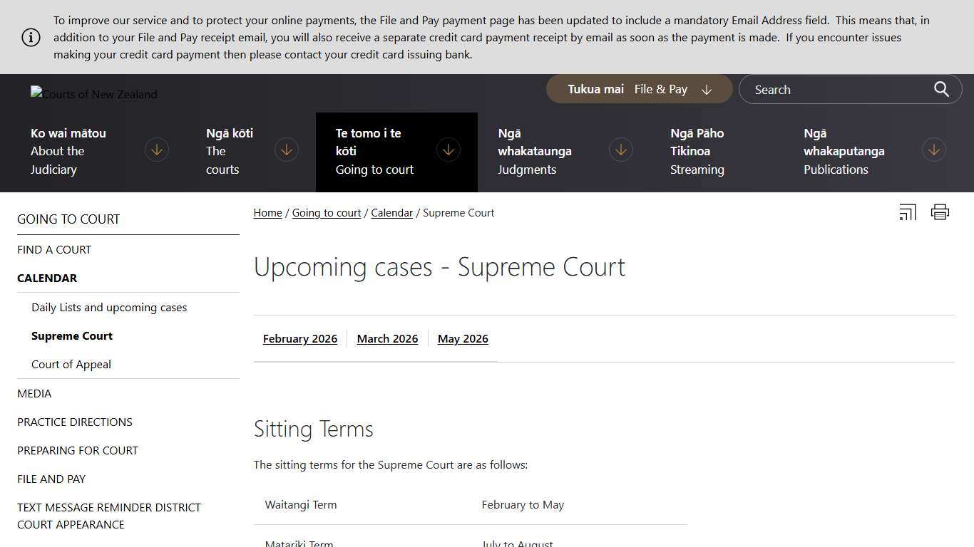 Upcoming cases - Supreme Court — Courts of New Zealand