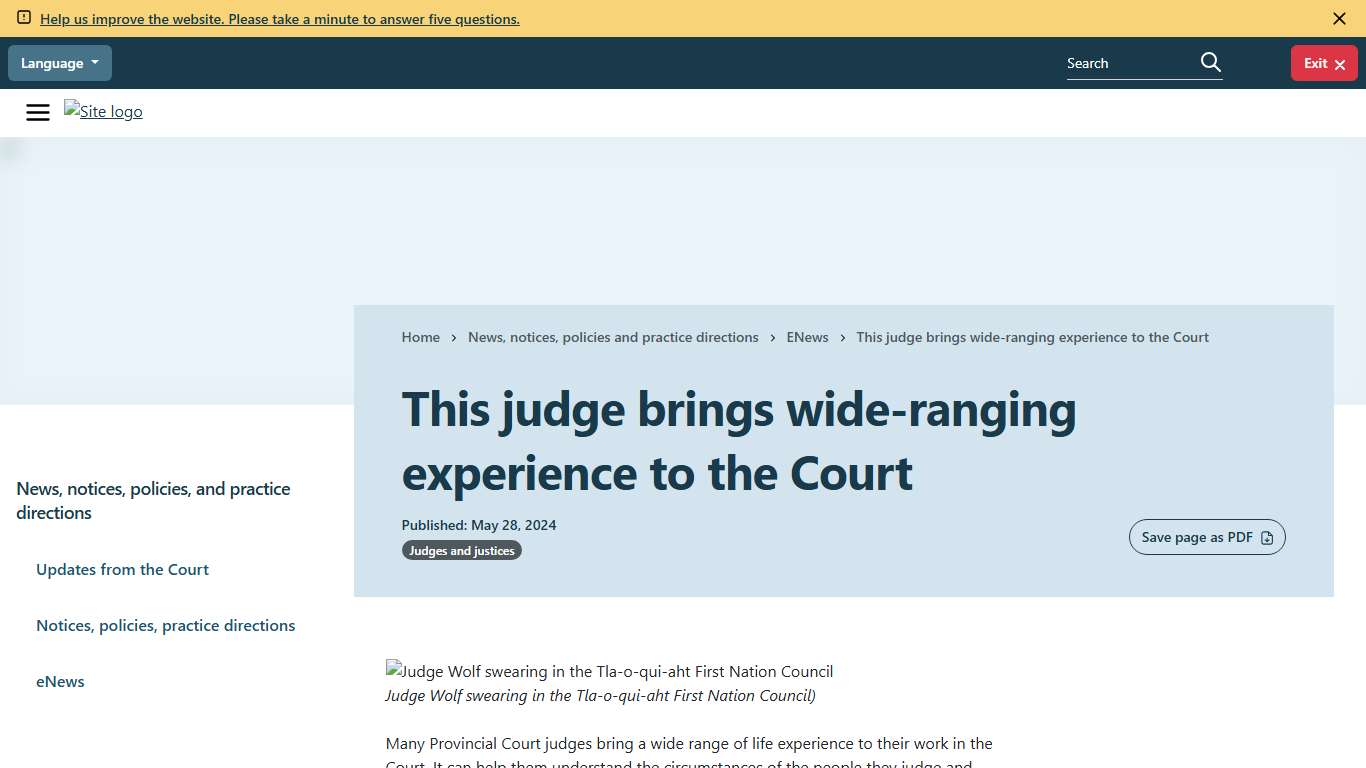 This judge brings wide-ranging experience to the Court Provincial Court of British Columbia